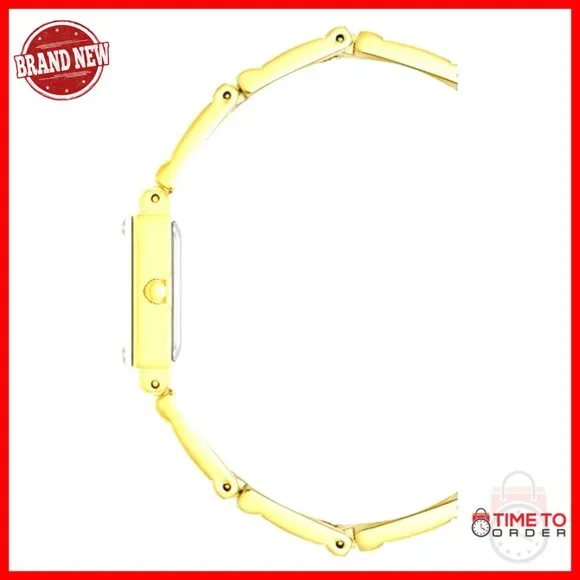Gold Rectangular Watch Elegant Minimal Chic Adjustable Link Bracelet Japanese